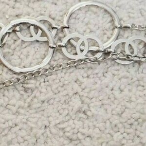 Metal accent adjustable silver circles belt women's junior's